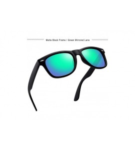 Square Unisex Polarized Sunglasses Men Women Retro Designer Sun Glasses - 2 Pack (Matte Black+green Mirrored) - CK18U3RA8S7 $...