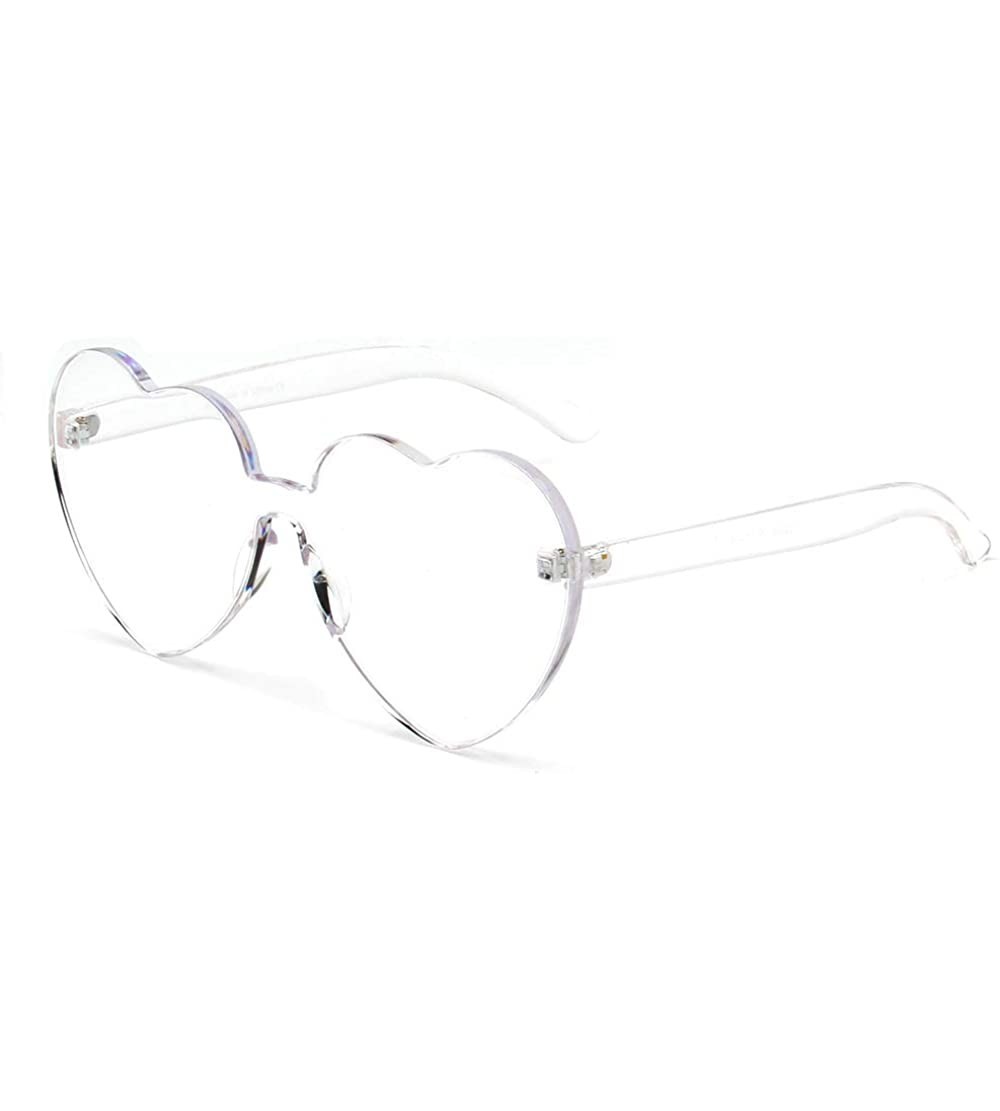 Rimless One Piece Heart Shape Rimless Sunglasses Transparent Candy Color Eyewear - Clear - CD18T3U0H86 $18.43