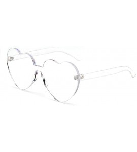 Rimless One Piece Heart Shape Rimless Sunglasses Transparent Candy Color Eyewear - Clear - CD18T3U0H86 $18.43