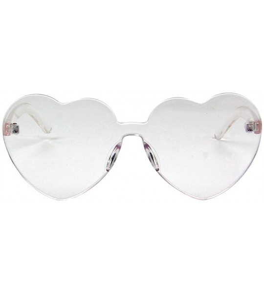 Rimless One Piece Heart Shape Rimless Sunglasses Transparent Candy Color Eyewear - Clear - CD18T3U0H86 $18.43