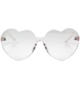 Rimless One Piece Heart Shape Rimless Sunglasses Transparent Candy Color Eyewear - Clear - CD18T3U0H86 $18.43