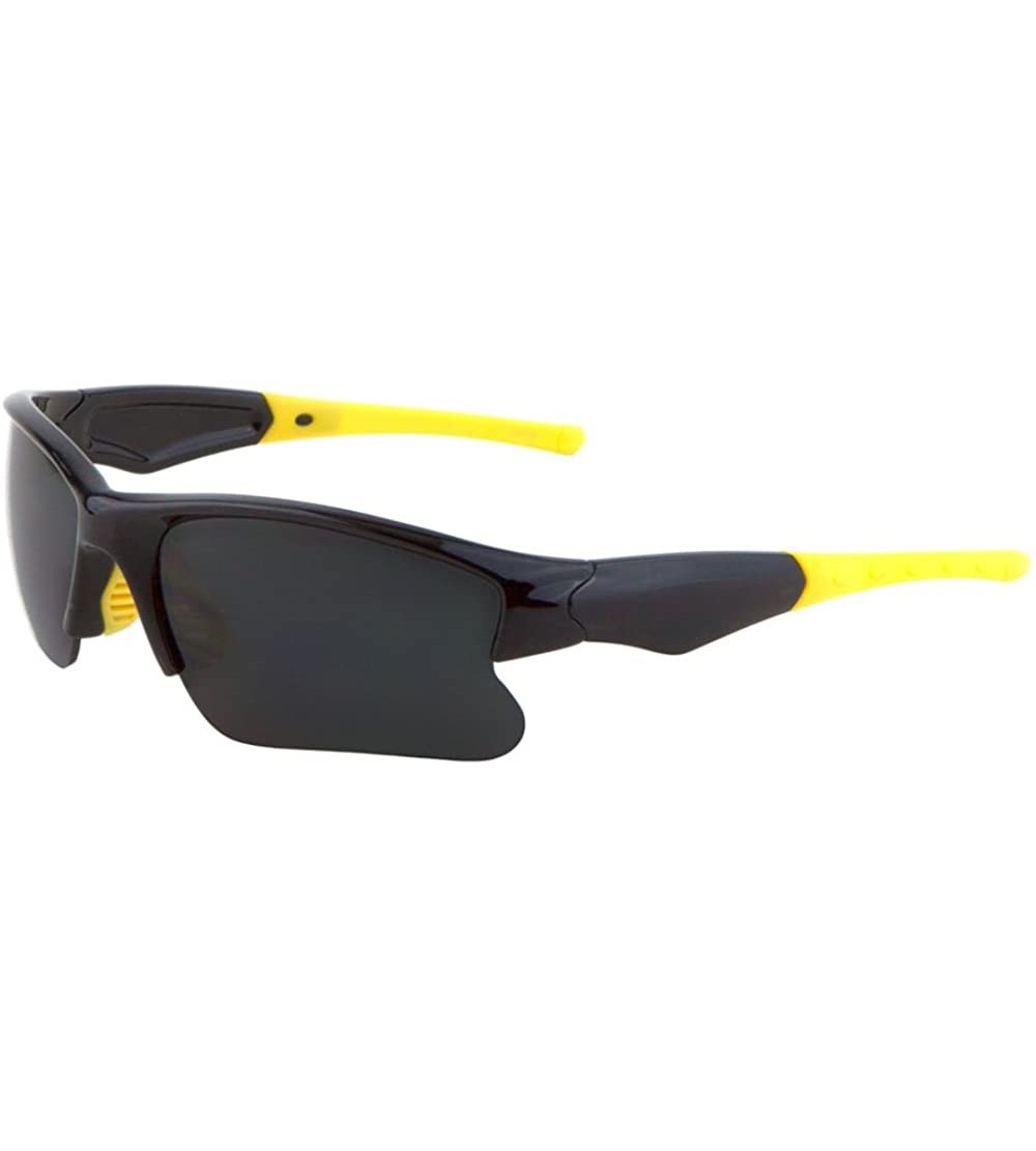 Wayfarer Men Sport Wrap Around Sunglasses Driving Motocycle Sport Golf Eyewear - Black/Yellow - C917Z5T420T $17.37