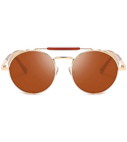 Round Steampunk Sunglasses for Men Women-Classic Round Style-UV Protection 8086 - Brown - CY1902ADY7E $16.52