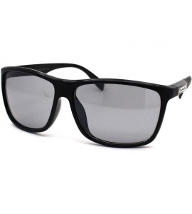 Oversized Mens Mirror Lens Oversize Sport Horn Rim Sunglasses - Matte Black Grey - C91979Y3LX7 $20.56