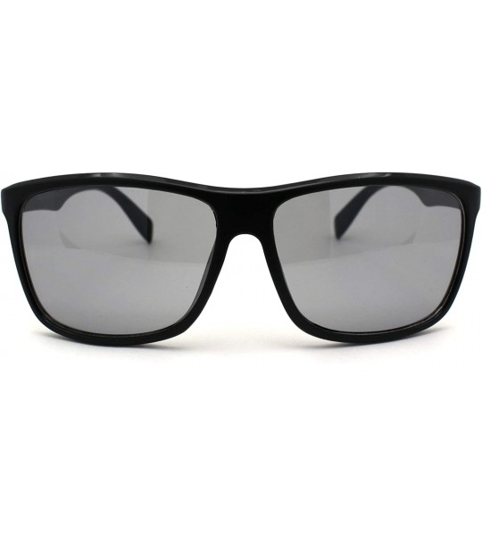 Oversized Mens Mirror Lens Oversize Sport Horn Rim Sunglasses - Matte Black Grey - C91979Y3LX7 $20.56