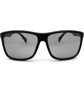 Oversized Mens Mirror Lens Oversize Sport Horn Rim Sunglasses - Matte Black Grey - C91979Y3LX7 $20.56