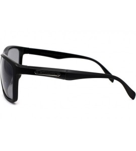 Oversized Mens Mirror Lens Oversize Sport Horn Rim Sunglasses - Matte Black Grey - C91979Y3LX7 $20.56