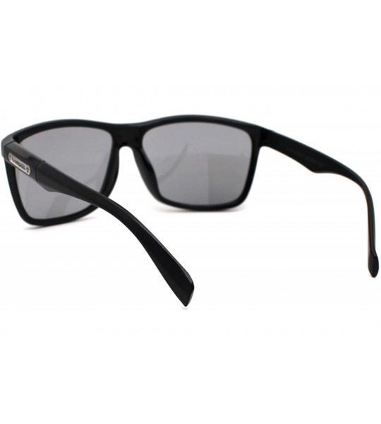 Oversized Mens Mirror Lens Oversize Sport Horn Rim Sunglasses - Matte Black Grey - C91979Y3LX7 $20.56