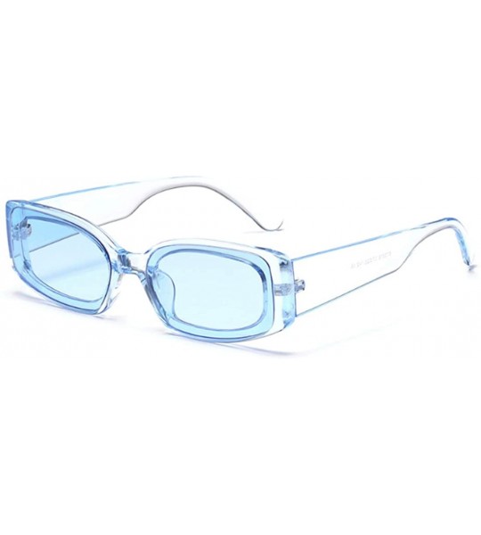Rectangular Men's and Women's Retro Square Resin lens Candy Colors Sunglasses UV400 - Blue - CJ18NLR9CMT $17.17