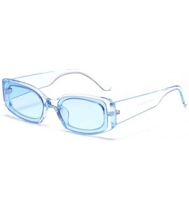 Rectangular Men's and Women's Retro Square Resin lens Candy Colors Sunglasses UV400 - Blue - CJ18NLR9CMT $17.17