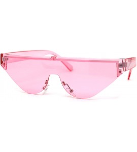 Cat Eye Womens Futuristic Flat Top Half Rim Cat Eye Sunglasses - All Pink - C019740IRHW $24.18