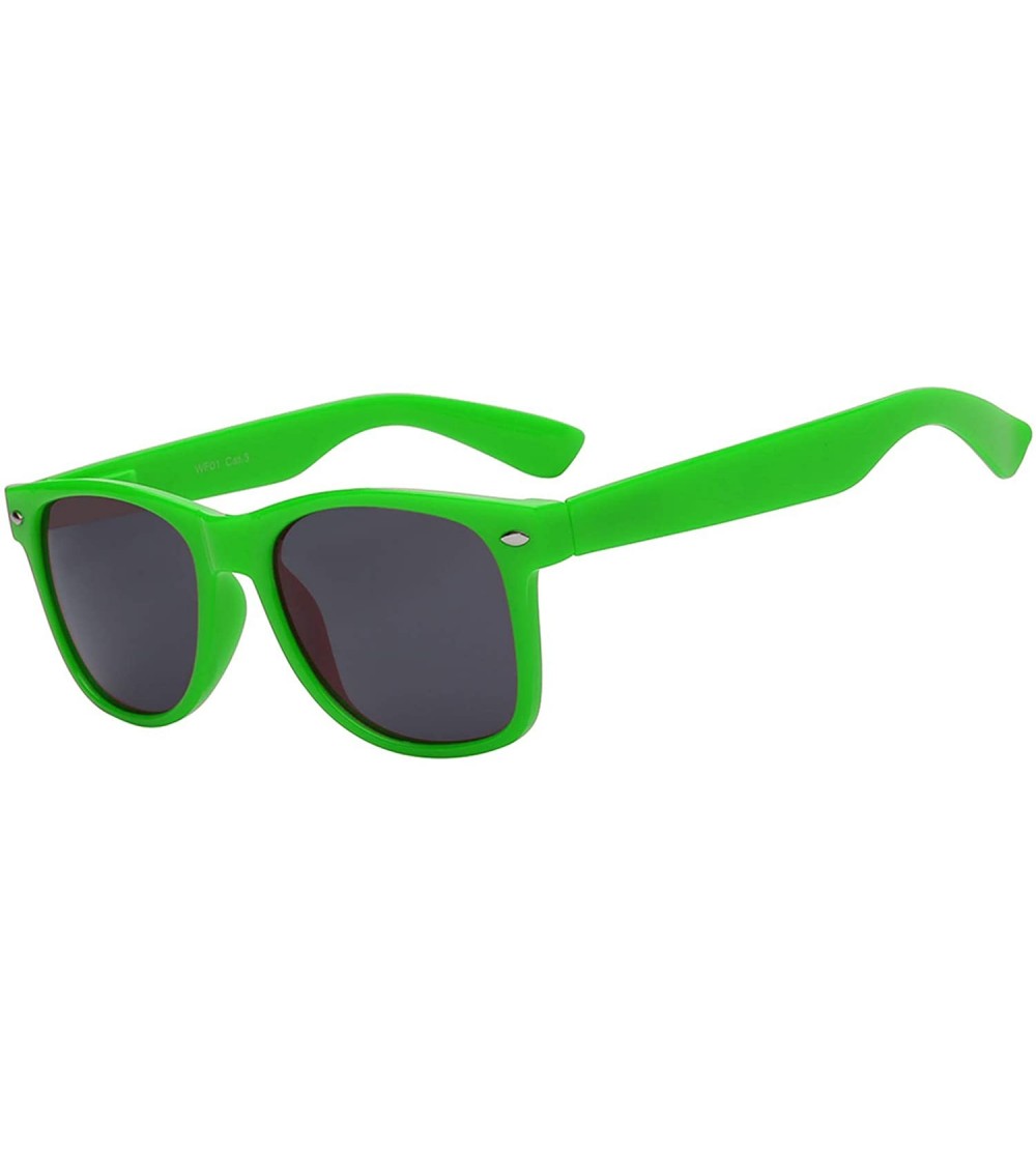 Square Classic Vintage 80's Style Sunglasses Colored plastic Frame for Mens or Womens - 1 Smoke Lens Green - CN11QTP7H3Z $17.59