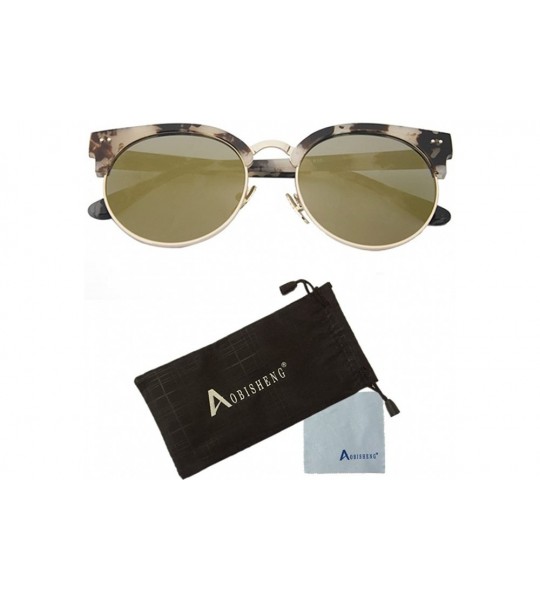 Rimless Vintage Half Frame Horn Rimmed Sunglasses - Tan - CX12GY08F8P $18.69