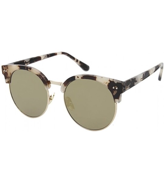 Rimless Vintage Half Frame Horn Rimmed Sunglasses - Tan - CX12GY08F8P $18.69