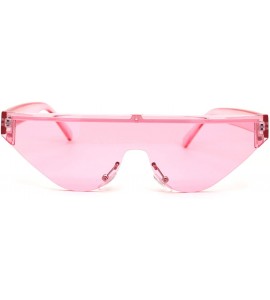 Cat Eye Womens Futuristic Flat Top Half Rim Cat Eye Sunglasses - All Pink - C019740IRHW $24.18