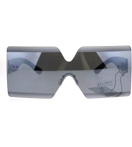 Rectangular Shield Futuristic Squared Rectangular Robotic Plastic Sunglasses - Silver - C1187LRWO24 $23.54