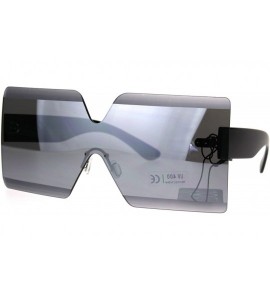 Rectangular Shield Futuristic Squared Rectangular Robotic Plastic Sunglasses - Silver - C1187LRWO24 $23.54