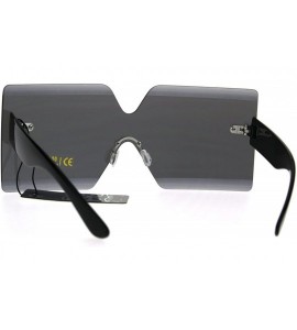 Rectangular Shield Futuristic Squared Rectangular Robotic Plastic Sunglasses - Silver - C1187LRWO24 $23.54