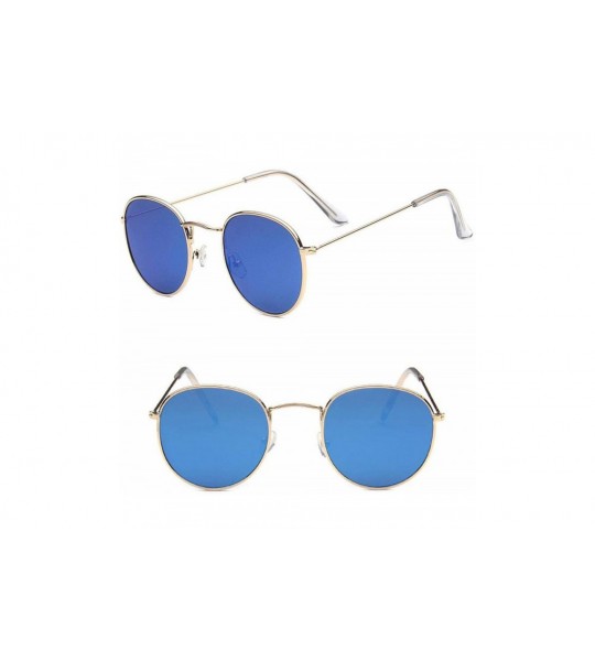 Round Round Retro Sunglasses Women Luxury Glasses Women/Men Small Mirror Oculos De Sol Gafas UV400 - Goldblue - CQ199CH8NG7 $...