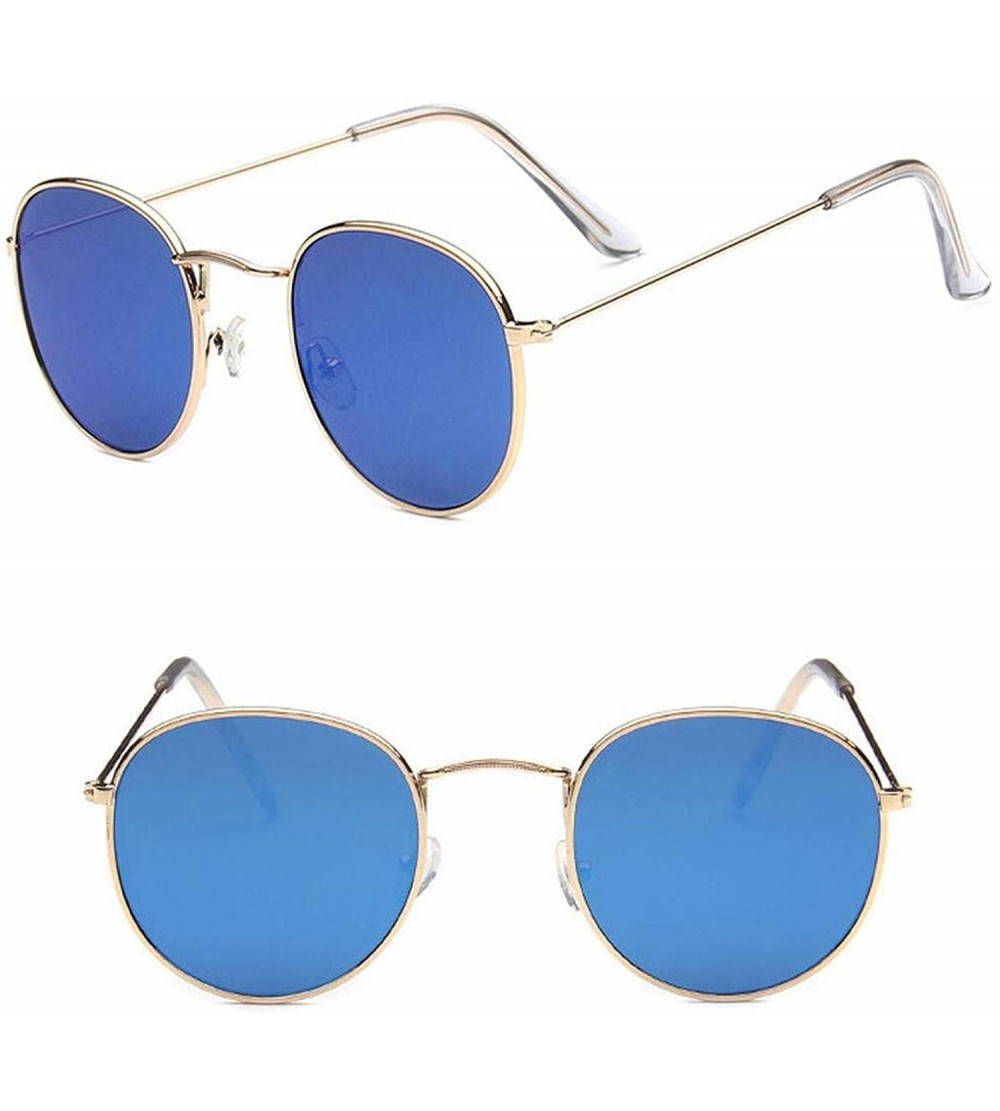 Round Round Retro Sunglasses Women Luxury Glasses Women/Men Small Mirror Oculos De Sol Gafas UV400 - Goldblue - CQ199CH8NG7 $...