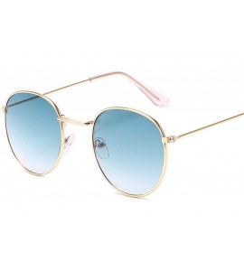 Round Round Retro Sunglasses Women Luxury Glasses Women/Men Small Mirror Oculos De Sol Gafas UV400 - Goldblue - CQ199CH8NG7 $...