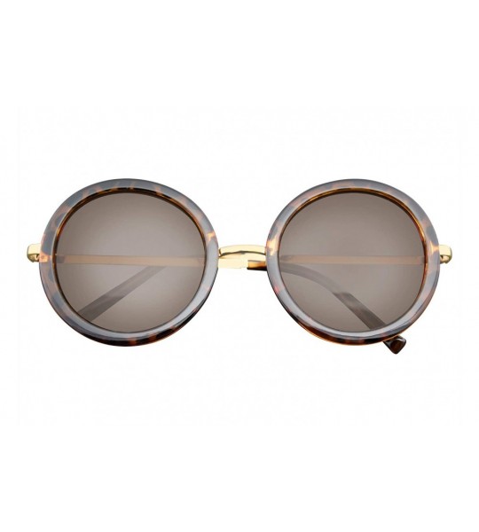 Round New Round Circle Fashion Designer Celebrity Womans Sunglasses - Brown - CA11LN83JXP $18.38