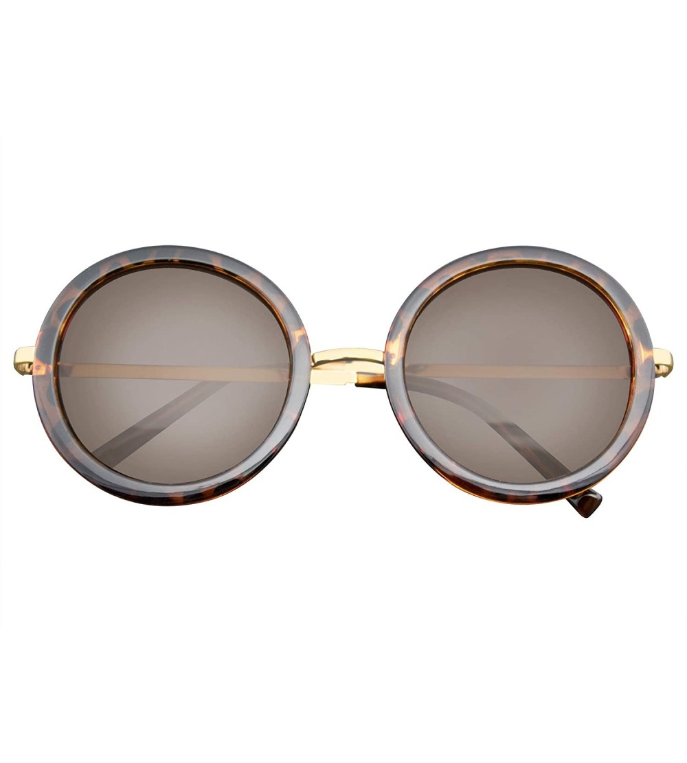 Round New Round Circle Fashion Designer Celebrity Womans Sunglasses - Brown - CA11LN83JXP $18.38