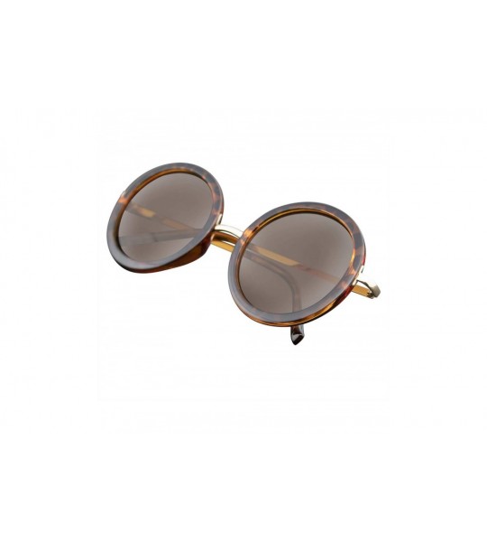 Round New Round Circle Fashion Designer Celebrity Womans Sunglasses - Brown - CA11LN83JXP $18.38