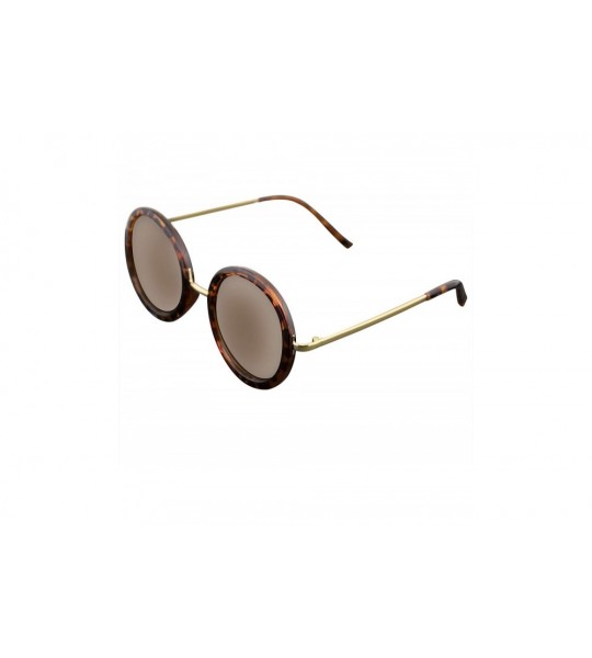 Round New Round Circle Fashion Designer Celebrity Womans Sunglasses - Brown - CA11LN83JXP $18.38