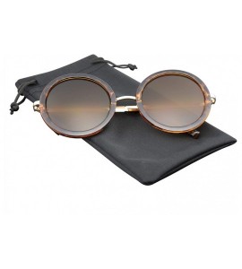 Round New Round Circle Fashion Designer Celebrity Womans Sunglasses - Brown - CA11LN83JXP $18.38