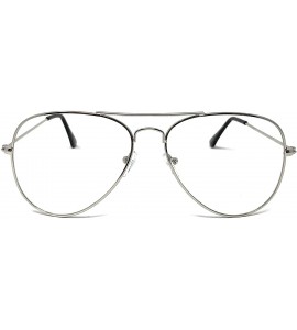 Oval Aviator Mirror or Clear Metal Sunglasses Classic Style - Silver- Clear - CD18YTNIGYX $17.99