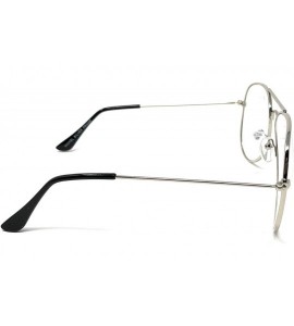 Oval Aviator Mirror or Clear Metal Sunglasses Classic Style - Silver- Clear - CD18YTNIGYX $17.99