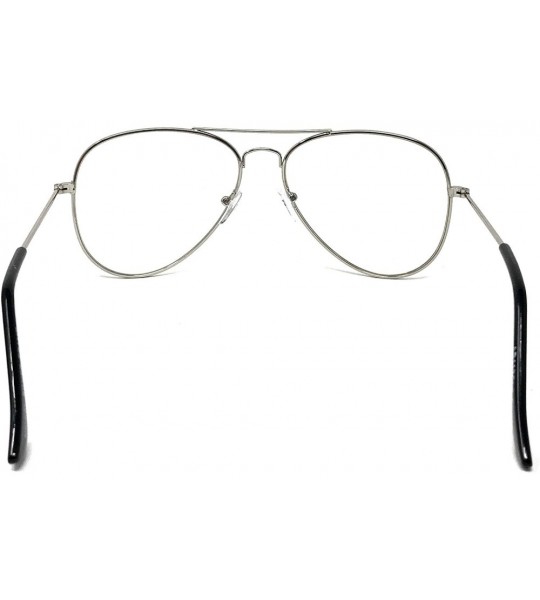 Oval Aviator Mirror or Clear Metal Sunglasses Classic Style - Silver- Clear - CD18YTNIGYX $17.99