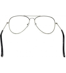 Oval Aviator Mirror or Clear Metal Sunglasses Classic Style - Silver- Clear - CD18YTNIGYX $17.99