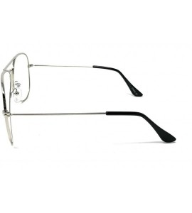 Oval Aviator Mirror or Clear Metal Sunglasses Classic Style - Silver- Clear - CD18YTNIGYX $17.99