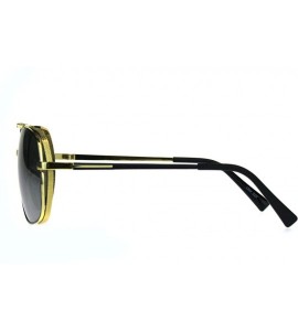 Rectangular Mens Luxury Fashion Rectangular Racer Metal Rim Pilots Sunglasses - Gold Mirror - CN187UT6HKO $23.65