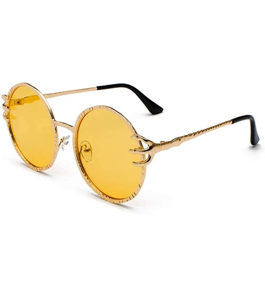 Goggle Gothic Round Sunglasses For Women-Fashion Shade Glasses With Metal Frame - D - C8190O5QAXS $58.85