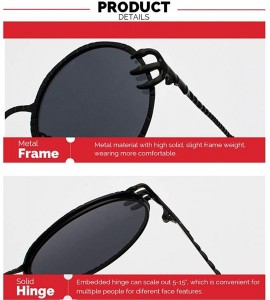 Goggle Gothic Round Sunglasses For Women-Fashion Shade Glasses With Metal Frame - D - C8190O5QAXS $58.85