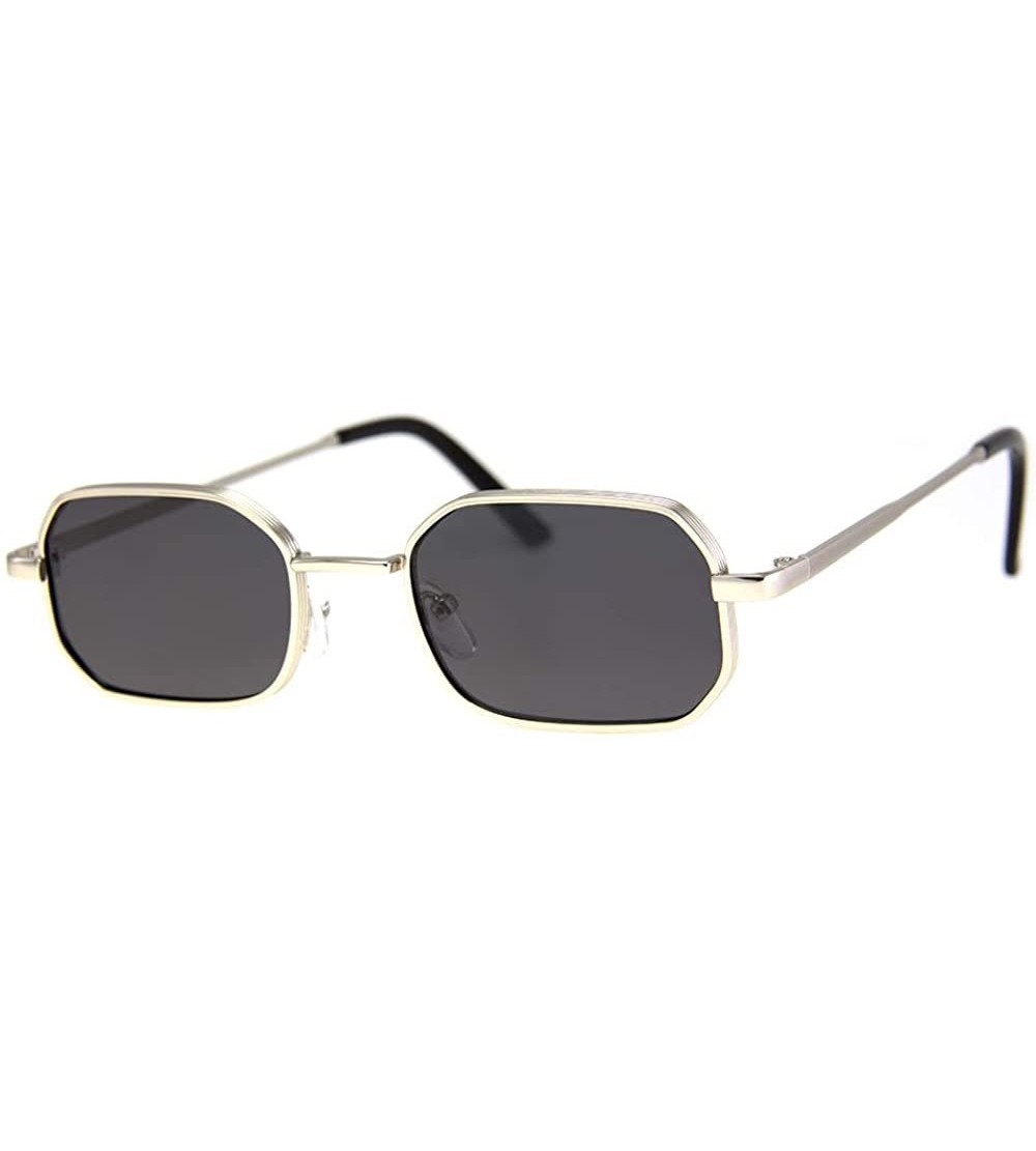 Rectangular unisex-adult 70's Rectangular Sunglasses - Matte Silver - C018W0L8SGI $23.33