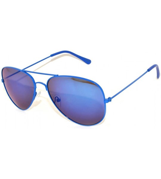 Aviator Aviator Style Sunglasses Colored Lens Metal Frame UV 400 Men Women - Blue Frame Mirrored Lens - CH11T6BPJNT $17.48