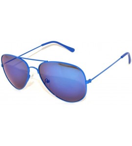 Aviator Aviator Style Sunglasses Colored Lens Metal Frame UV 400 Men Women - Blue Frame Mirrored Lens - CH11T6BPJNT $17.48