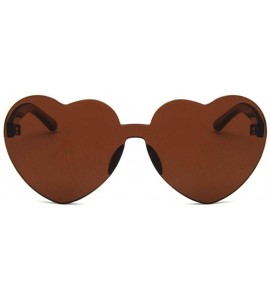 Rimless Women Beach Eyewear Cute Heartshape Frameless Sunglasses with Case UV400 - Tansparent Brown - CN18WLTI9HU $39.06