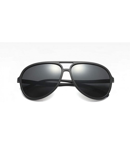 Oversized Polarized Aviator Sunglasses for Men Women Black TR90 Frame Ultralight Sunshades - Matte Black - CB18RES735I $32.10