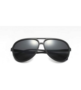 Oversized Polarized Aviator Sunglasses for Men Women Black TR90 Frame Ultralight Sunshades - Matte Black - CB18RES735I $32.10