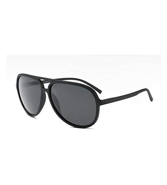 Oversized Polarized Aviator Sunglasses for Men Women Black TR90 Frame Ultralight Sunshades - Matte Black - CB18RES735I $32.10