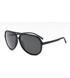 Oversized Polarized Aviator Sunglasses for Men Women Black TR90 Frame Ultralight Sunshades - Matte Black - CB18RES735I $32.10