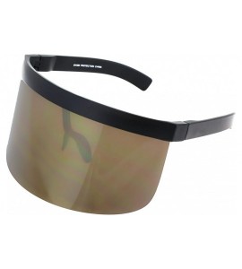 Goggle Futuristic Oversize Shield Visor Sunglasses Flat Top Mirrored Mono Lens 172mm - Gold Mirror - CV11HWM9QM9 $26.78