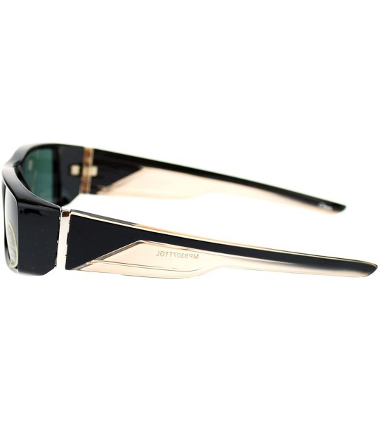 Rectangular Tempered Glass Lens Narrow Rectangular Mens Sport Biker Gangster Sunglasses - Black Brown - C111NMUKTN5 $19.23