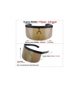 Goggle Futuristic Oversize Shield Visor Sunglasses Flat Top Mirrored Mono Lens 172mm - Gold Mirror - CV11HWM9QM9 $26.78