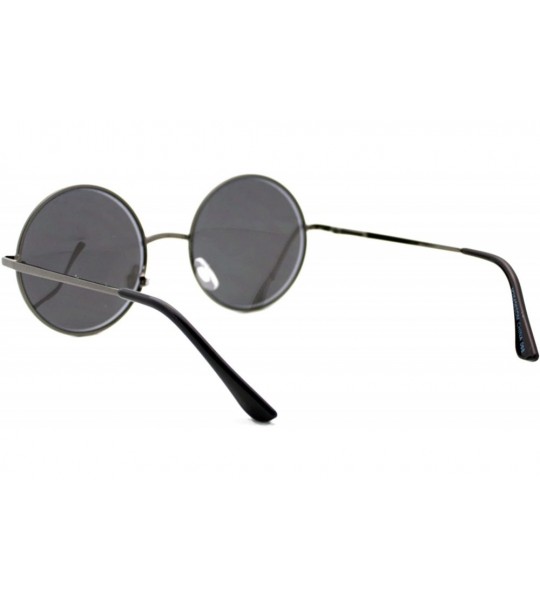 Round Unisex Designer Fashion Sunglasses Beveled Round Circle Frame Mirror Lens - Gunmetal - C5180QQK8DK $18.23